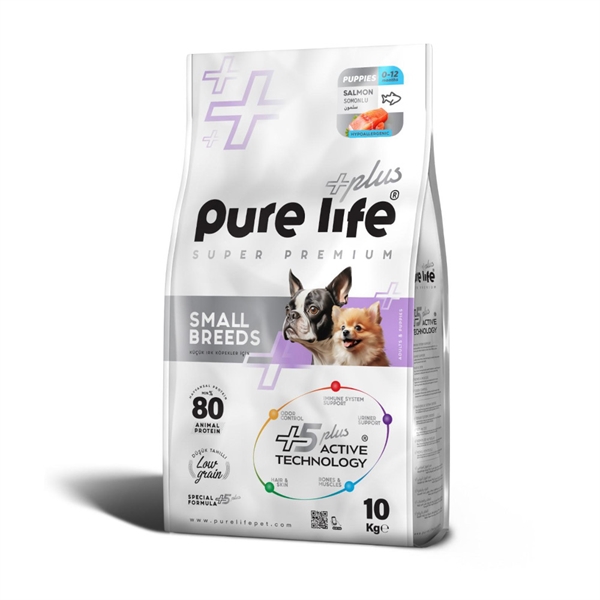 Resim PURE LİFE PLUS SOMONLU MİNİK IRK YAVRU KÖPEK MAMASI  10 KG