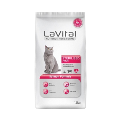 Resim Lavital La Vital Sterilised Somonlu Kısırlaştırılmılmış Yetişkin Kedi Maması 12 kg