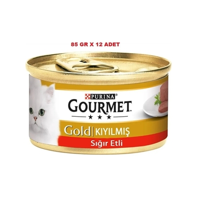 Resim Gourmet Gold Kıyılmış Sığır Etli Yaş Kedi Maması Konserve 85 G*12 adet